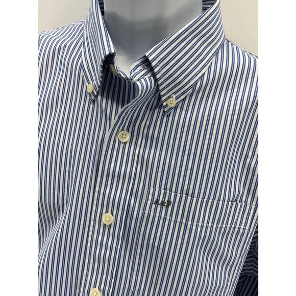 ABERCROMBIE & FITCH Muscle XXL Blue White Striped Long Sleeve Button Down - Picture 2 of 7